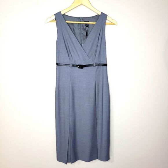 Esprit NWT Size 2 Grey Sleeveless V-neck Belted Lined Dress - Picture 1 of 16